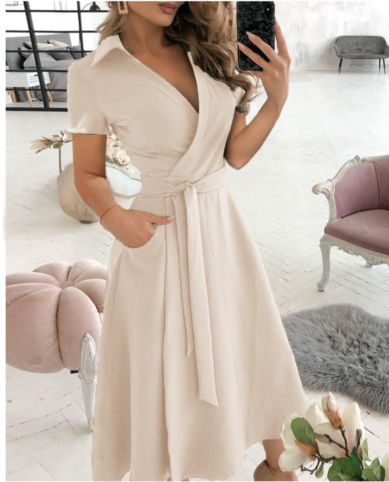 Women's Short Sleeve Wrap Dres - Wrap Dress Work recension och pris