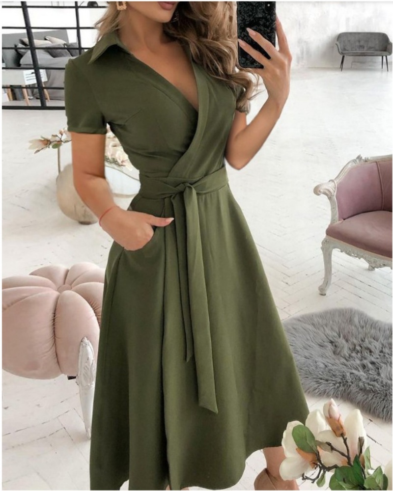 Women's Short Sleeve Wrap Dres - Wrap Dress Work recension och pris