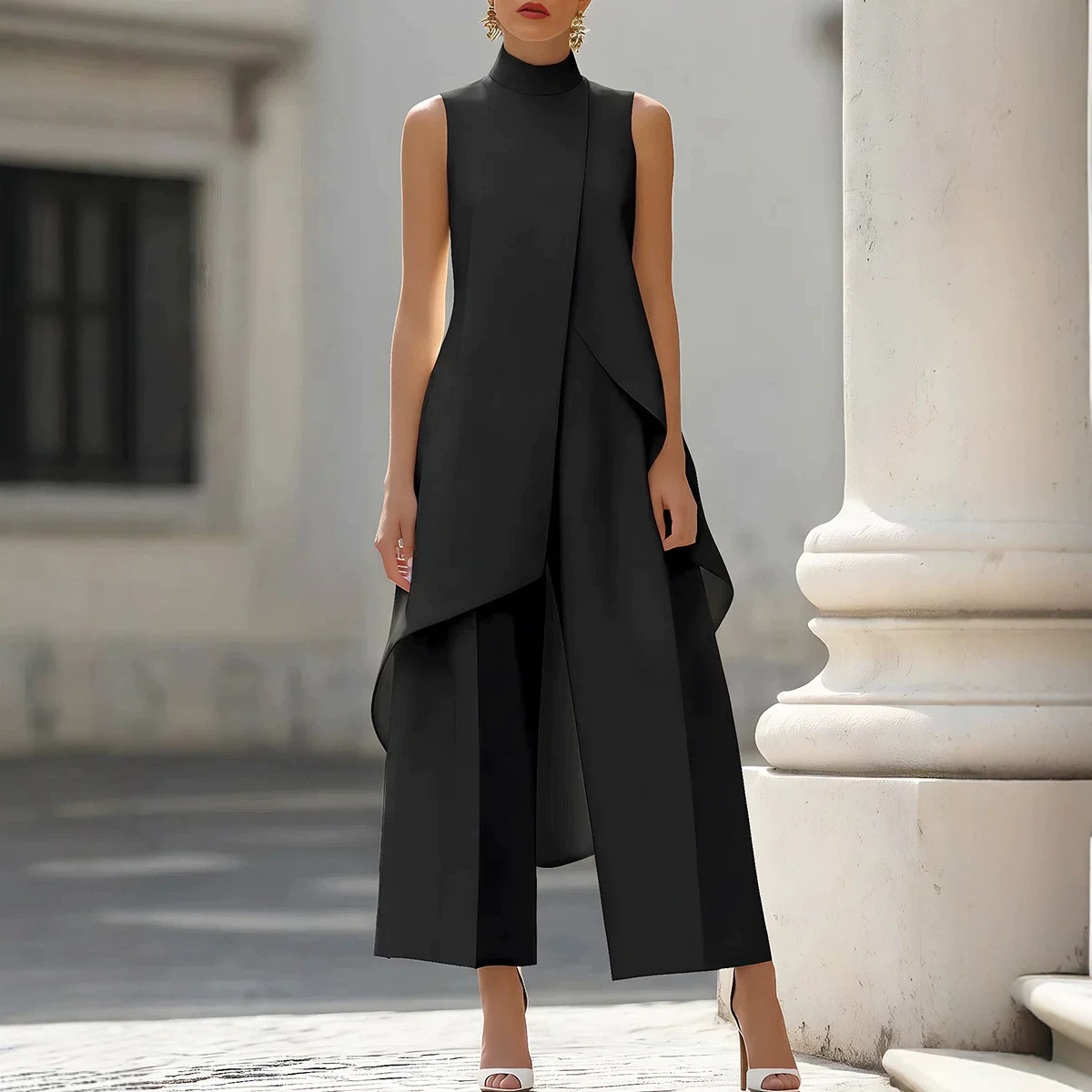 Women Stand Neck Sleeveless La - Women'S Formal Wear Pants recension och pris
