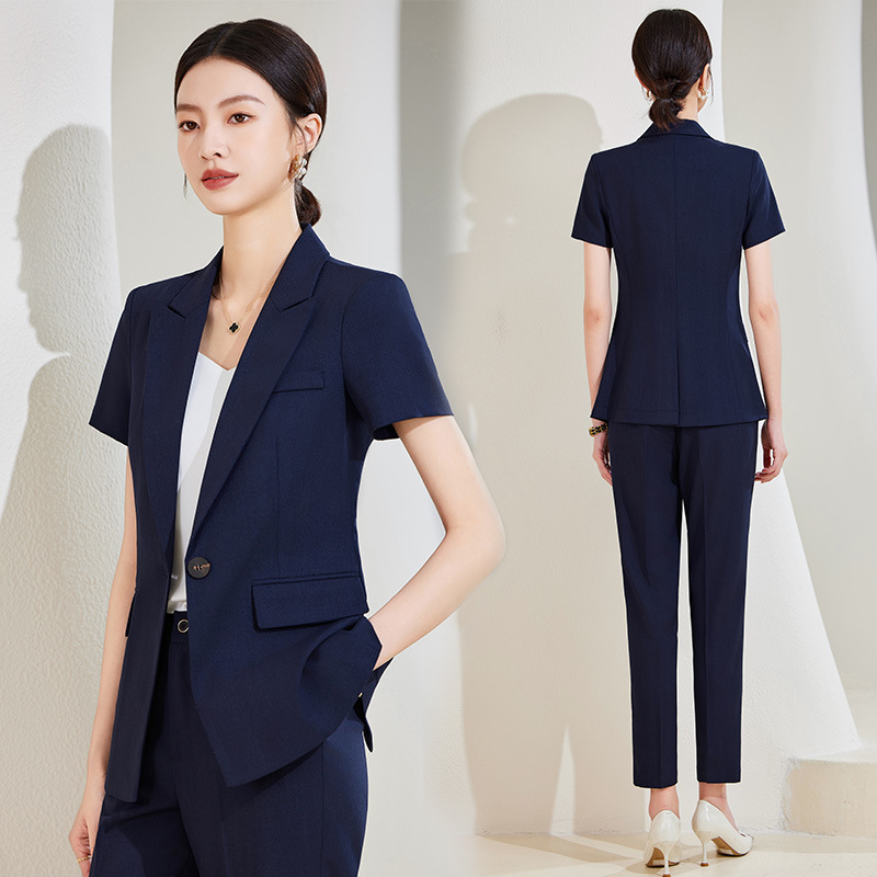 Navy Blue Short Sleeve Suit Se - Women'S Formal Wear Stores recension och pris
