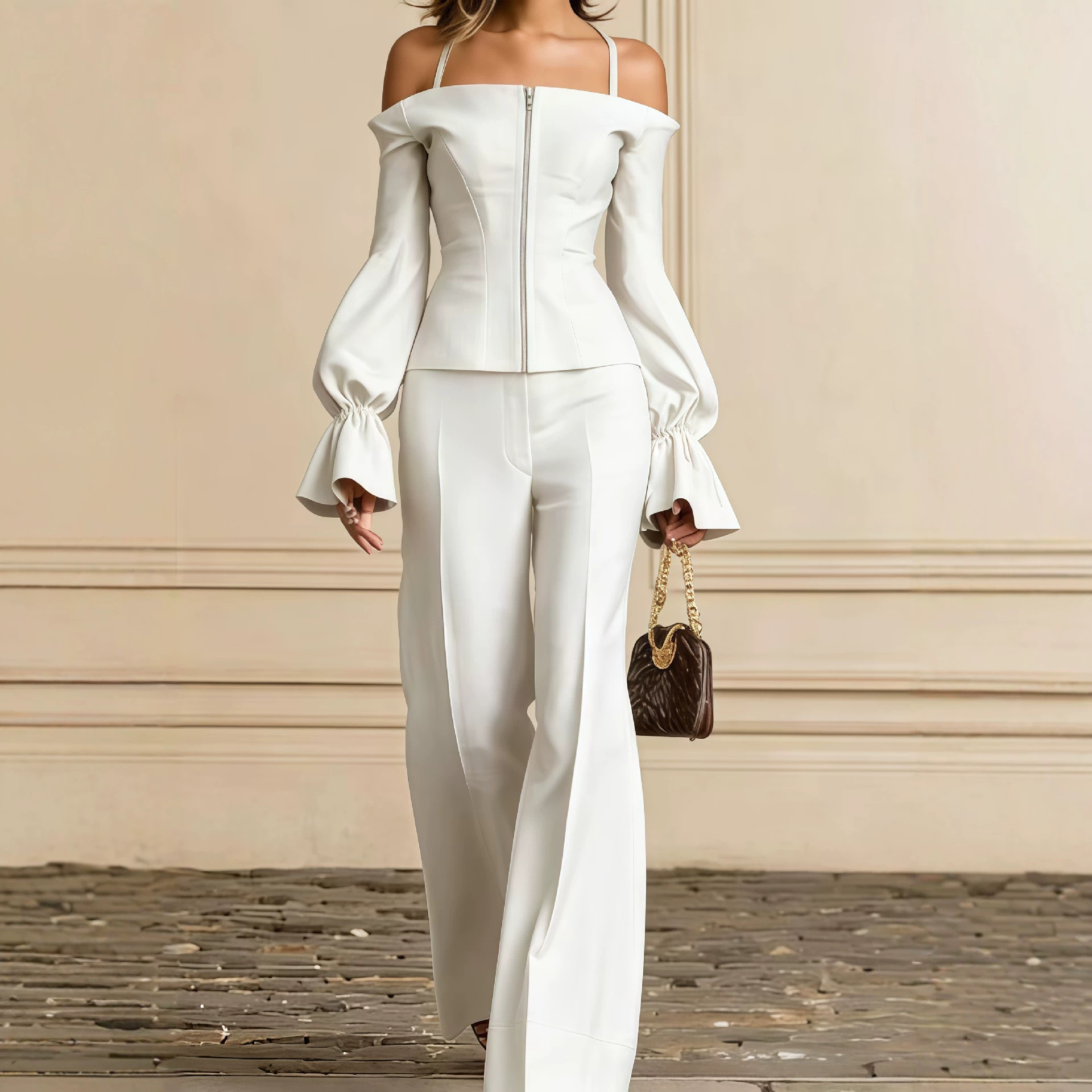 2 Piece Pants Set Women Solid  - Women'S Formal Wear Pants recension och pris