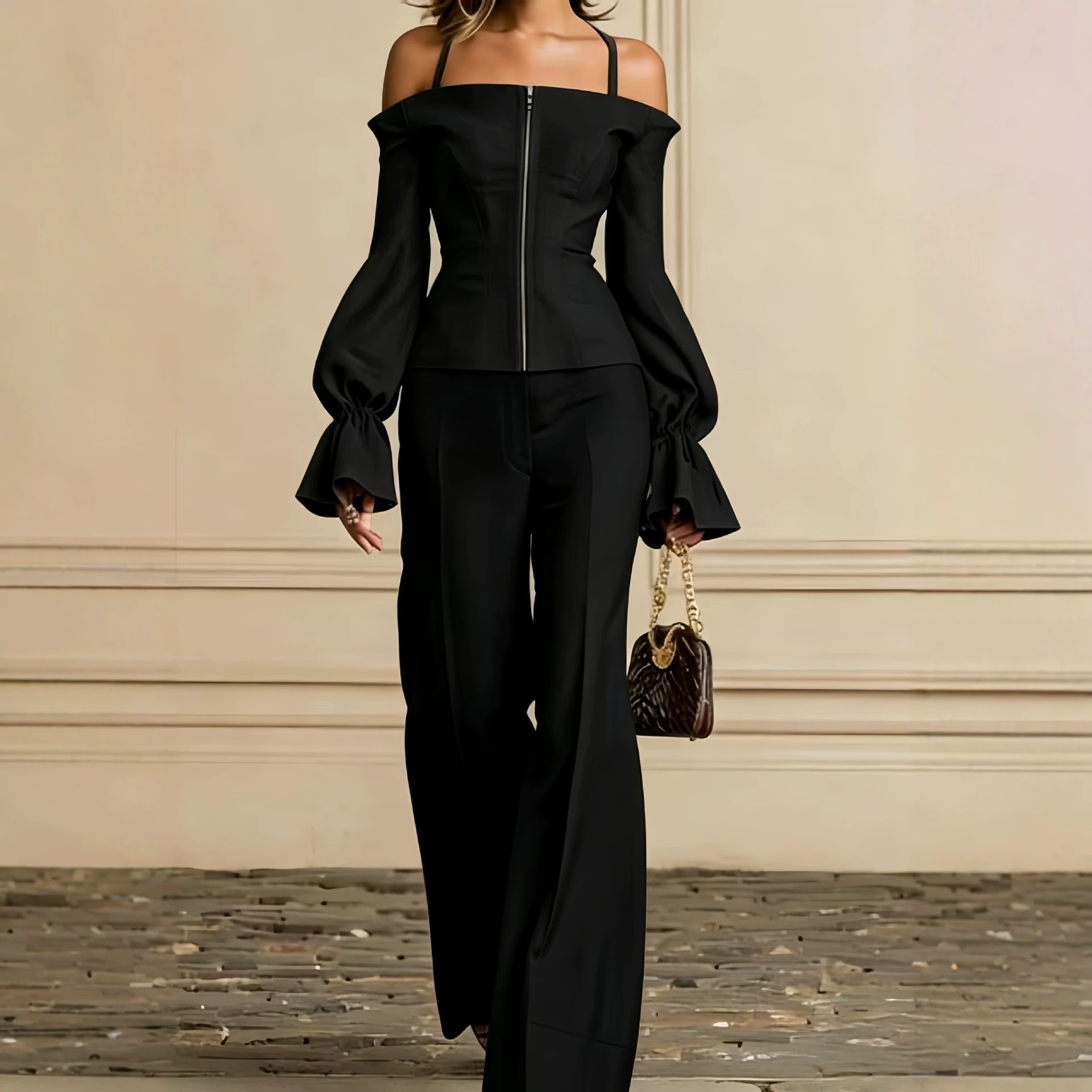 2 Piece Pants Set Women Solid  - Women'S Formal Wear Pants recension och pris