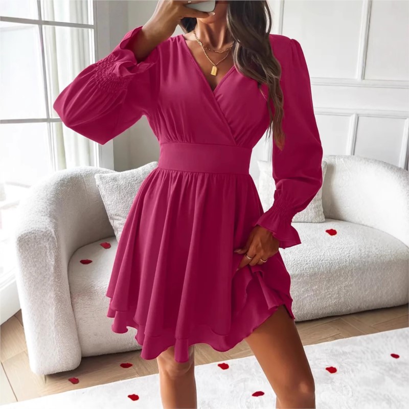 Dresses 2025 Woman Clothing V  - Wrap Dress Work recension och pris