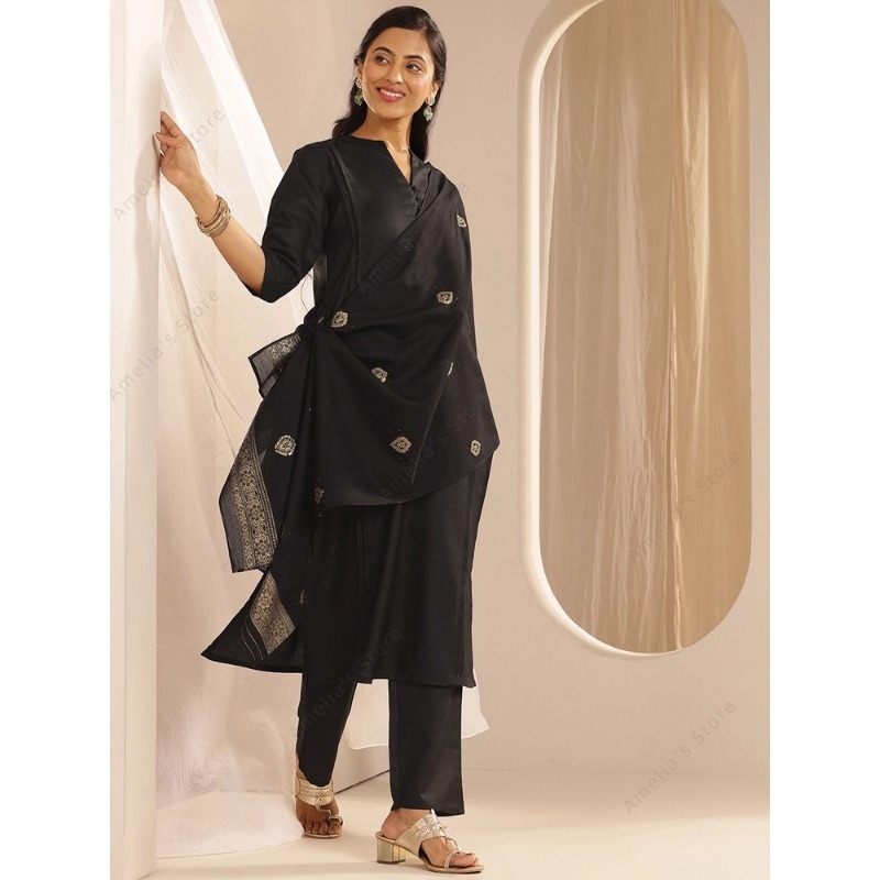 Women's Black Jacquard Kurta P - Women Formal Wear Indian recension och pris