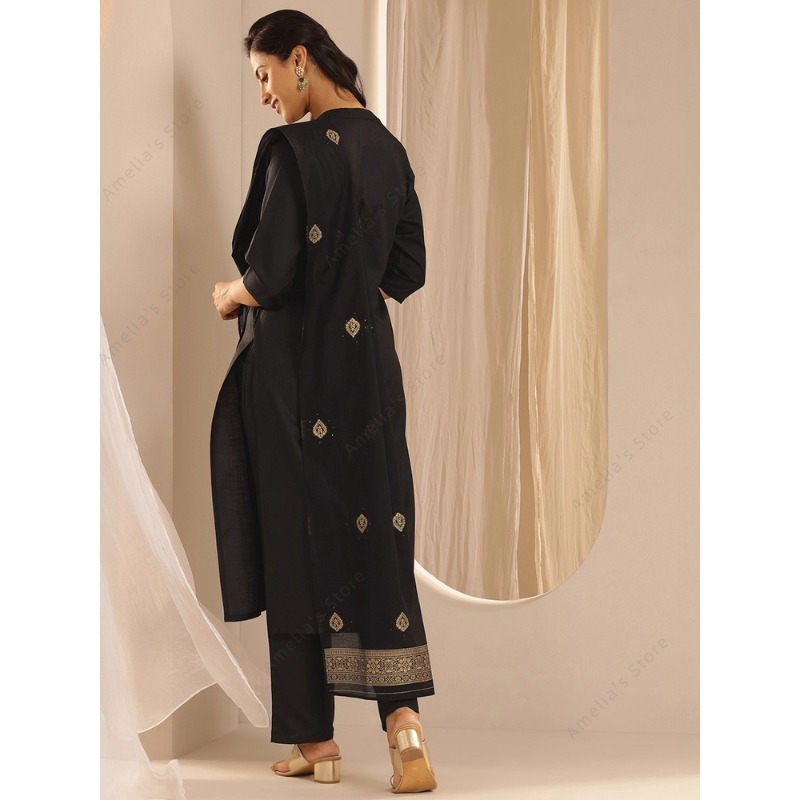 Women's Black Jacquard Kurta P - Women Formal Wear Indian recension och pris