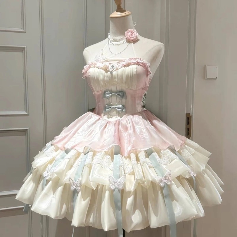 Kawaii Bow Lace Lolita Dress W - Vintage Women'S Formal Wear recension och pris