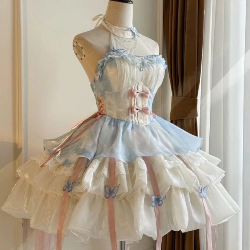 Kawaii Bow Lace Lolita Dress W - Vintage Women'S Formal Wear recension och pris